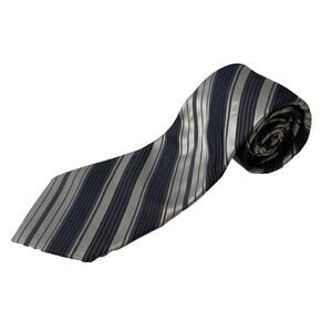 Ted Baker London Men’s Silk Necktie – Silver Gray Diagonal Striped Dress Tie